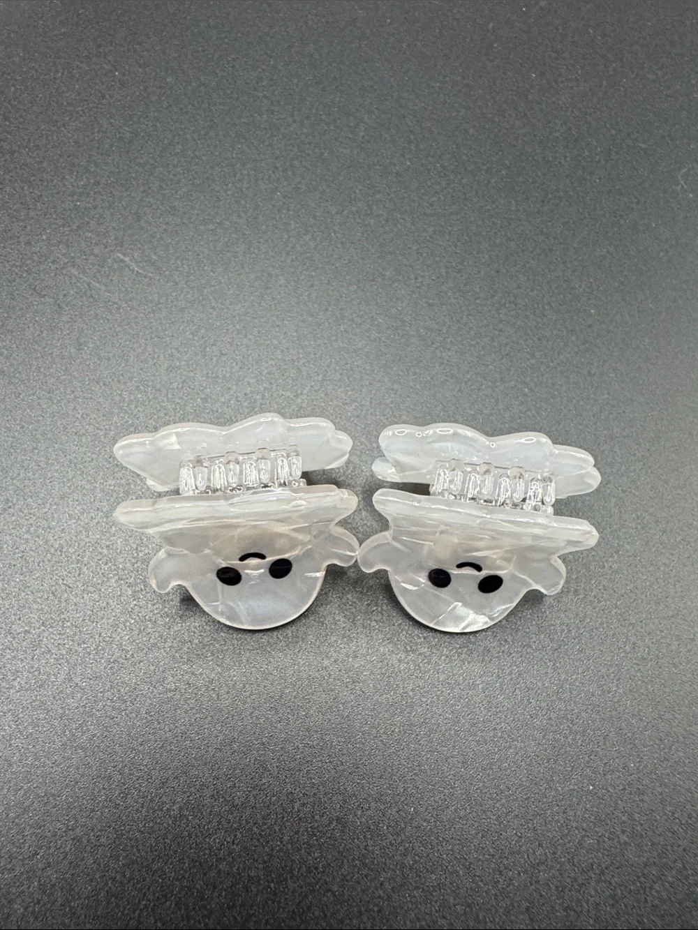 Pearlescent Ghost Hair Clips - Cute White Ghosts set of 2 Halloween